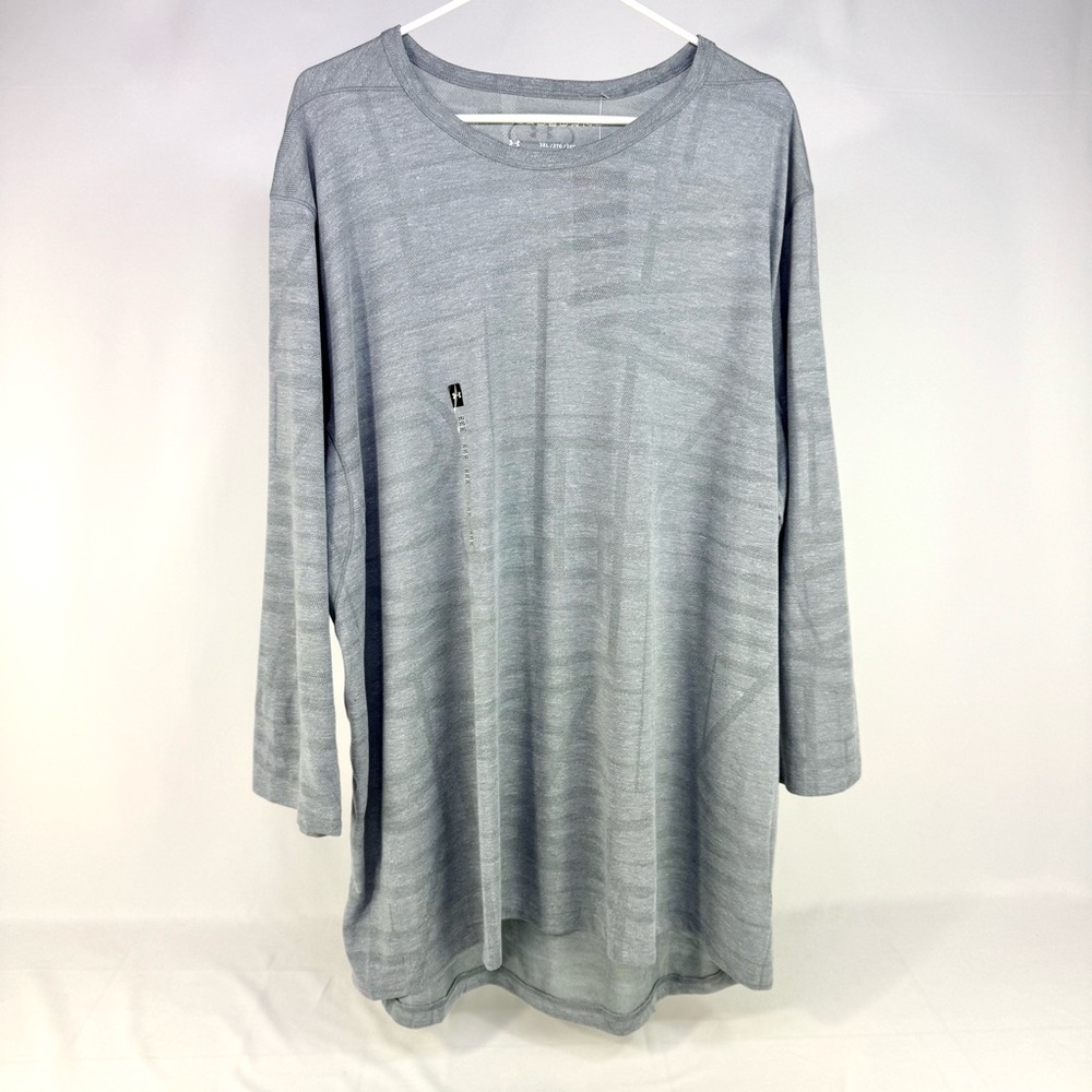 NEW 3XL Under Armour Mens 3/4 sleeve fitted threadborne heatgear shirt gray